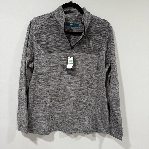Perry Ellis Women's 1/4 Zip Long Sleeve Heather Golf Pullover, Sun Protection L - Picture 3 of 8